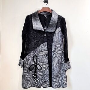 NWT Sioni Wool/Mohair Patchwork Sweater Coat
